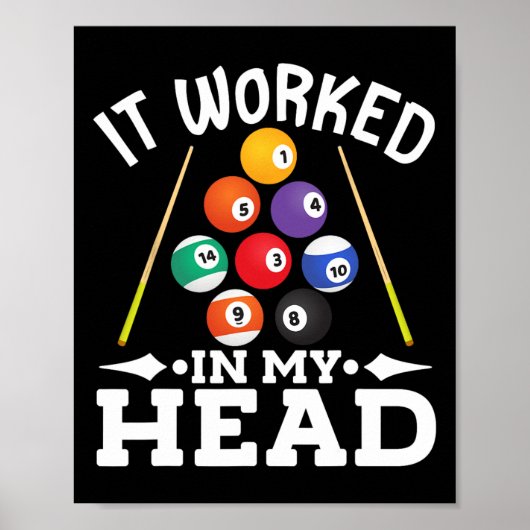 Poster Billiard Il A Travaillé Dans Ma Tête Billard Playe (Devant)