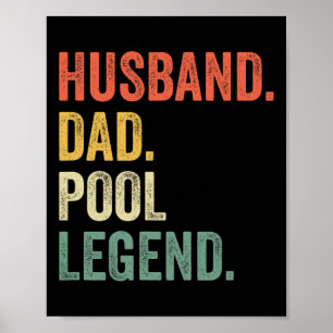 Poster Billiards Amusant Mari Papa Pool Joueur Légende Vi