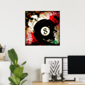 POSTER BILLIARDS BALL NUMÉRO 8 (Bureau à domicile)