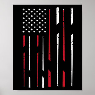 Poster Billiards Drapeau Usa Snooker Cue Billiards Cadeau