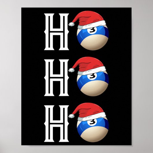 Poster Billiards Noël Santa Hat Pool Hall Party cadeau (Devant)