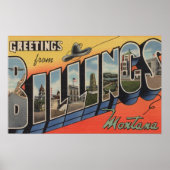 Poster Billings, Montana - Grandes Lettres Scènes 2 (Devant)