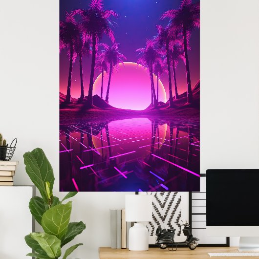 Poster Binary Bliss : Synthwave Euphoria (Bureau à domicile)