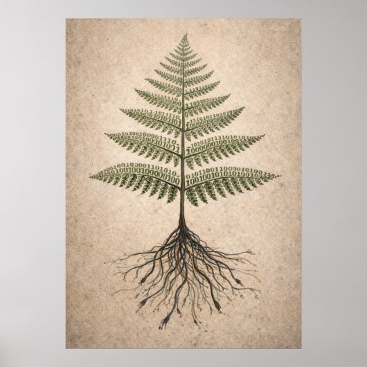 Poster Binary Botany - Art abstrait codage et nature (Devant)