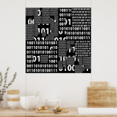 Poster Binary en noir et blanc (Cuisine)