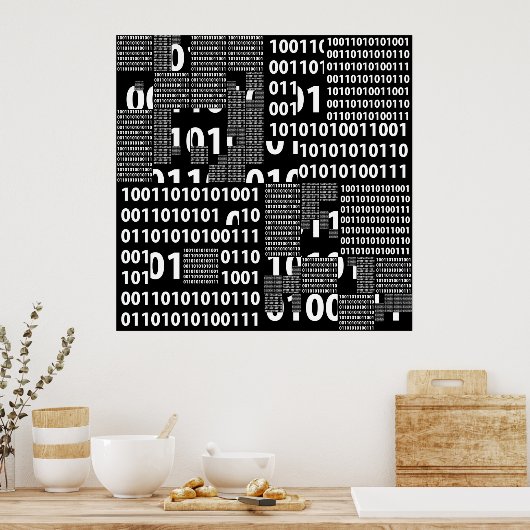 Poster Binary en noir et blanc (Cuisine)