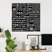 Poster Binary en noir et blanc (Bureau à domicile)