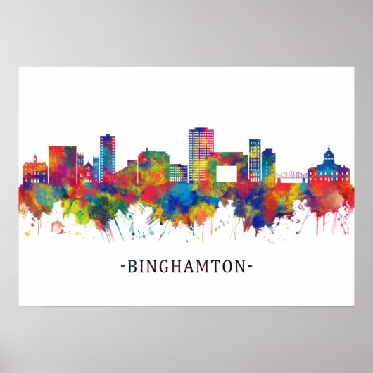 Poster Binghamton New York Skyline (Devant)