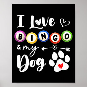 Poster Bingo pour femmes j'aime le bingo et mon chien cad