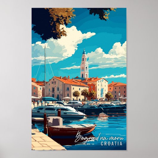 Poster Biograd na moru Croatie voyage vintage (Devant)