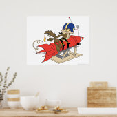 Poster Bip Bip lancement de fusée rouge (Cuisine)