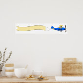 Poster Biplan de dessin avec bannière blanche (Cuisine)