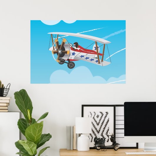 Poster biplane (Bureau à domicile)