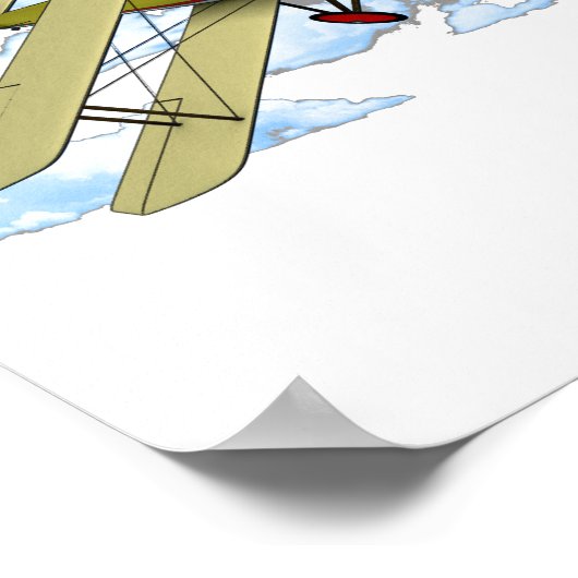 Poster Biplane d'aviation classique (Coin)