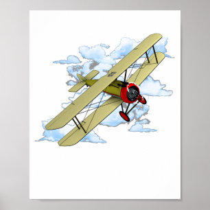 Poster Biplane d'aviation classique