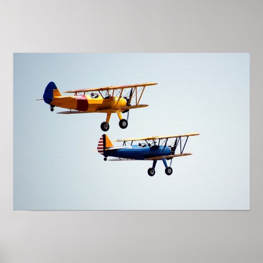 Poster Biplans anciens en vol (Devant)