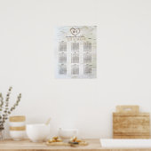 Poster Birch Bark Heart Rustic Mariage Sein Chart (Cuisine)