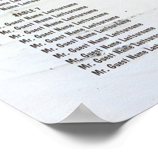 Poster Birch Bark Heart Rustic Mariage Sein Chart (Coin)