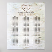 Poster Birch Bark Heart Rustic Mariage Sein Chart (Devant)