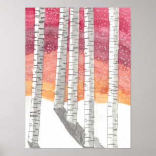 Poster Birch Dans La Neige