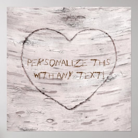 Poster Birch Tree & Carved Heart Bannière Mariage rustiqu (Devant)