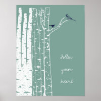 Birch Trees Bird Sage
