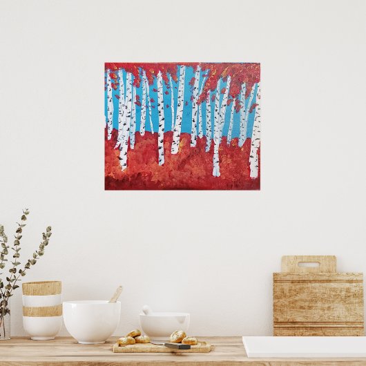 Poster Birch Trees in Fall Acrylique Peinture Imprimer (Cuisine)