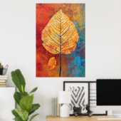 Poster Birch Whimsy : Feuille automnale générée par l'IA (Bureau à domicile)