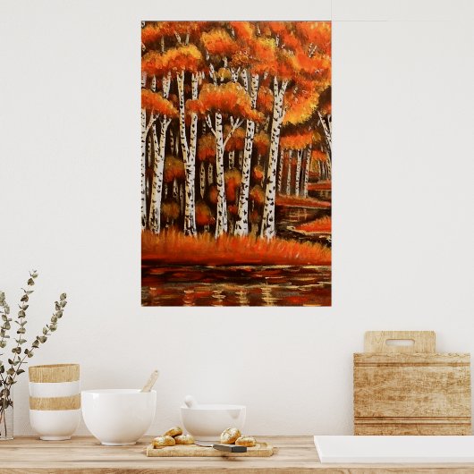 Poster Birches Paysage d'automne (Cuisine)