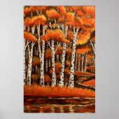 Poster Birches Paysage d'automne (Devant)