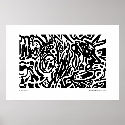 Poster "Bird Creature" B&W Abstrait (Devant)