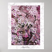 Poster BIRD NEST, blanc rouge rose violet (Devant)