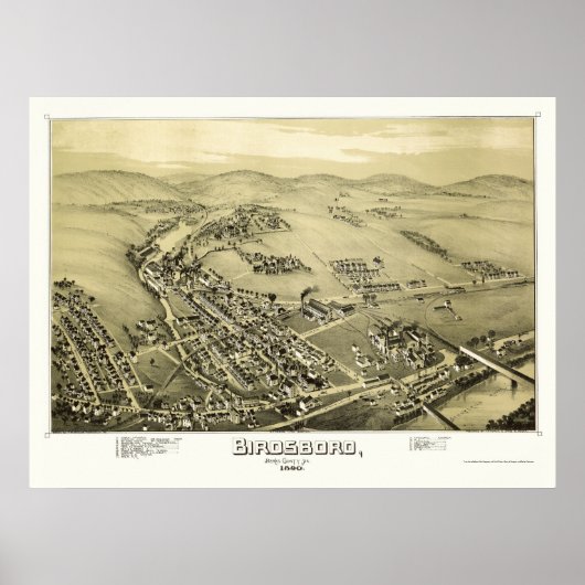 Poster Birdsboro, PA Carte panoramique - 1890 (Devant)
