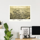 Poster Birdsboro, PA Carte panoramique - 1890 (Bureau à domicile)