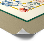 Poster Birkat Habayit Hébreu Anglais Floral sur Taupe (Coin)