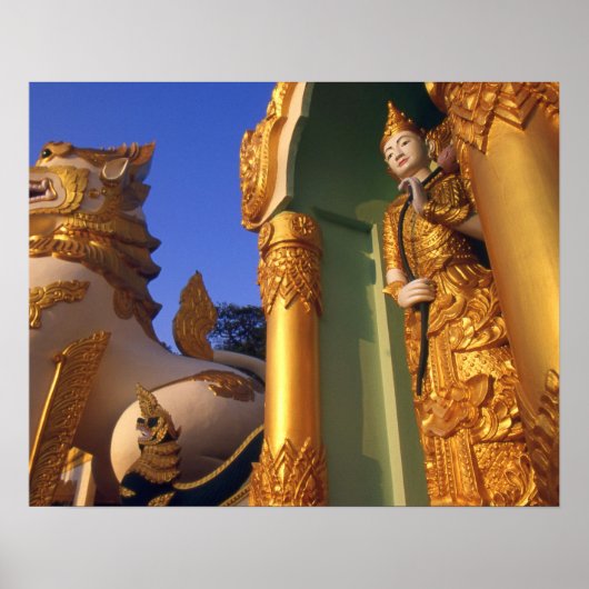 Poster Birmanie (Myanmar), Rangoon (Yangon) Temple (Devant)