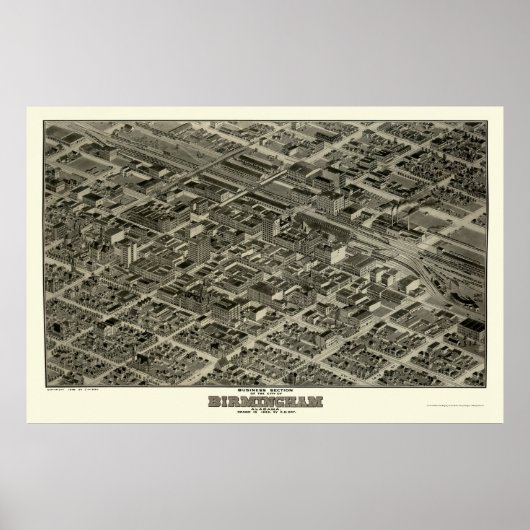 Poster Birmingham, AL Carte panoramique - 1903 (Devant)