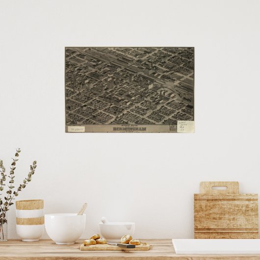 Poster Birmingham Alabama 1904 Carte panoramique (Cuisine)