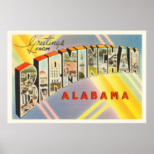 Poster Birmingham Alabama AL Vieux souvenir Vintage voyag
