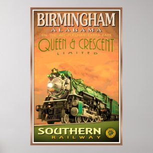 Poster Birmingham Alabama QUEEN & CRESCENT Limited