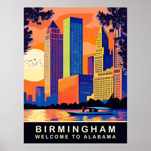 Poster Birmingham, Alabama, rivière Cahaba, Voyage (Devant)