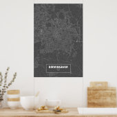 Poster Birmingham, Angleterre (blanc sur noir) (Cuisine)