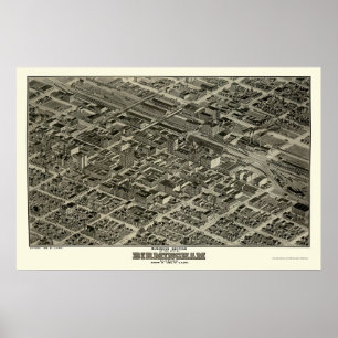 Poster Birmingham, carte panoramique d'AL - 1903