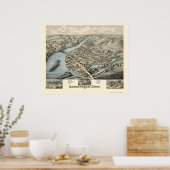 Poster Birmingham, CT Carte panoramique - 1876 (Cuisine)