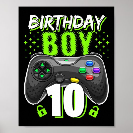 Poster Birthday Boy 10 Video Game Controller 10e B (Devant)