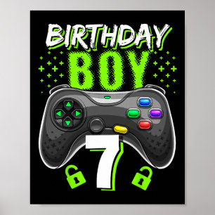 Poster Birthday Boy 7 Contrôleur de jeu vidéo Gamer 7th B