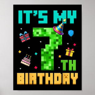 Poster Birthday Boy My 7th Birthday Video Game Pixel