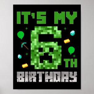 Poster Birthday Boy Shirt C'est My 6th Birthday Video Gam