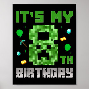 Poster Birthday Boy Shirt C'est My 8th Birthday Video Gam