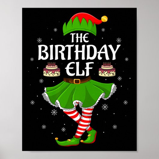 Poster Birthday Elf Christmas Family Girls Women Elf Squa (Devant)